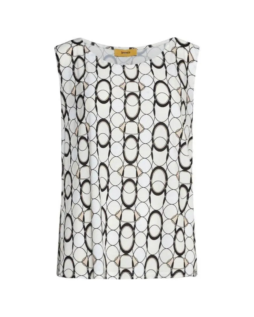 Canotta con scollo tondo in raso stampato fantasia Optical PANNA DORABELLA PIU'