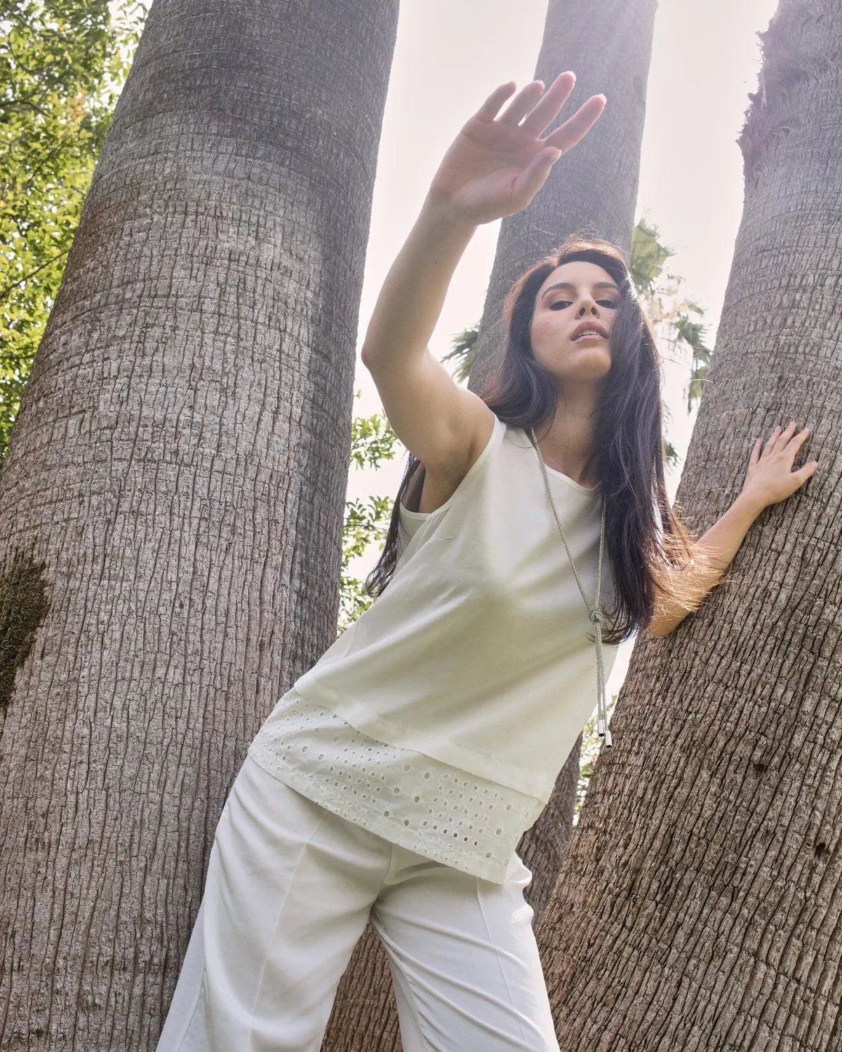Canotta in cotone e pizzo San Gallo BIANCO DORABELLA XXL