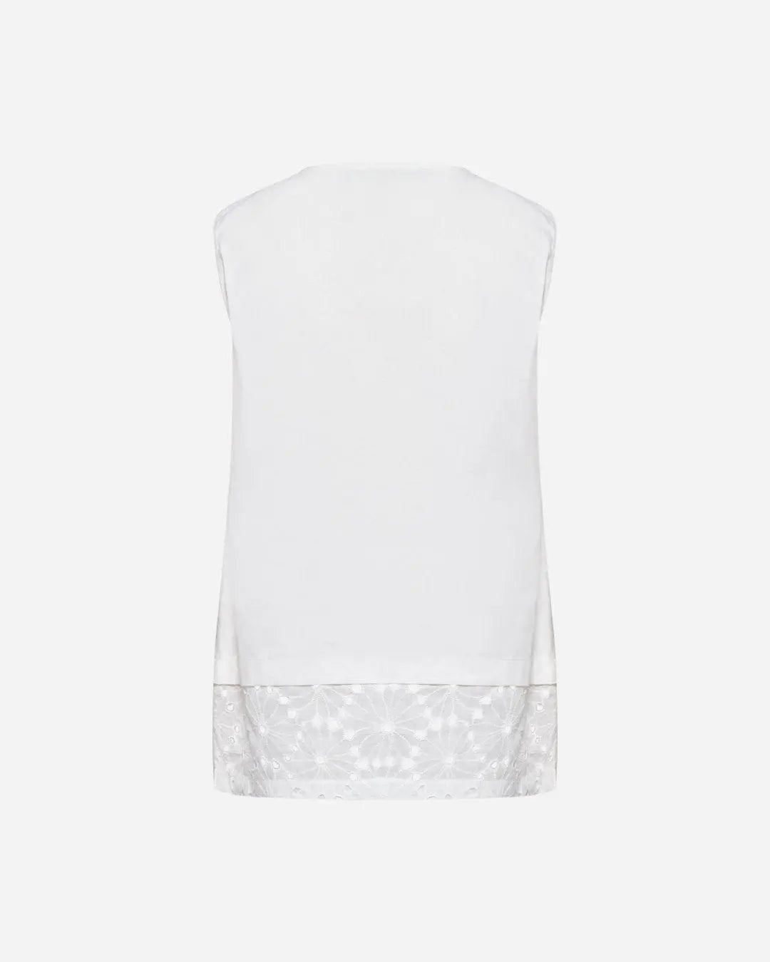 Canotta in cotone e pizzo San Gallo BIANCO DORABELLA