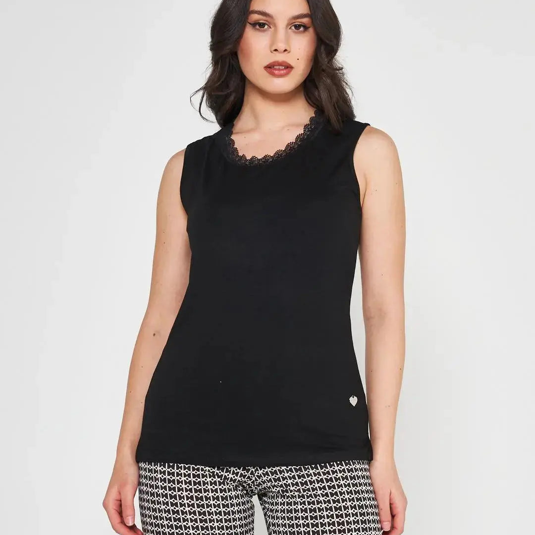 Canotta pizzo BLACK DORABELLA XL