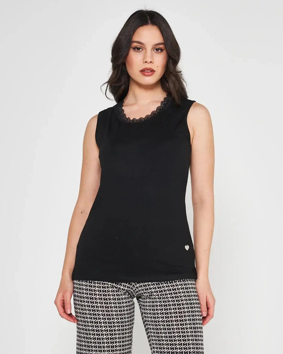 Canotta pizzo BLACK DORABELLA XL