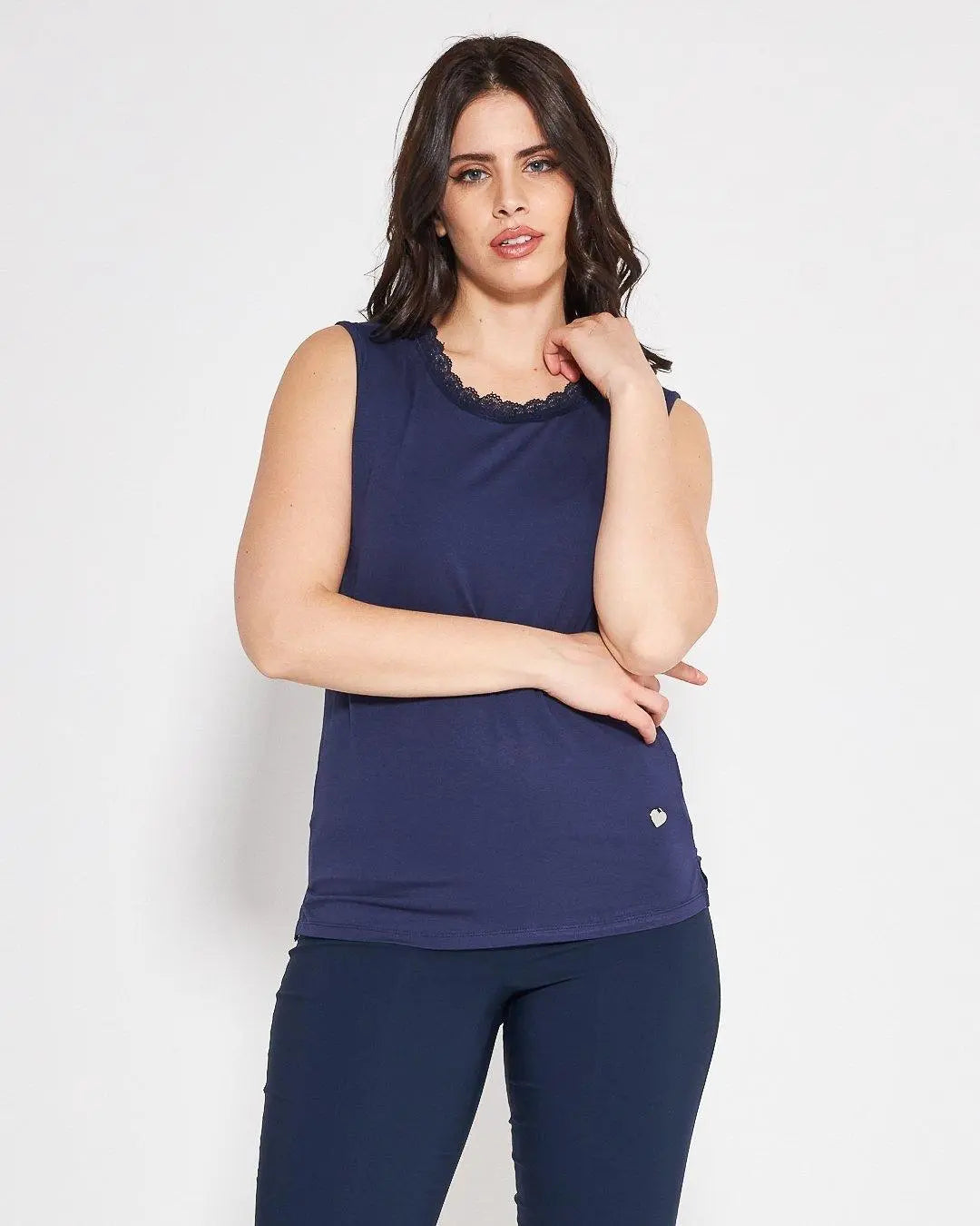 Canotta pizzo BLUE NAVY DORABELLA