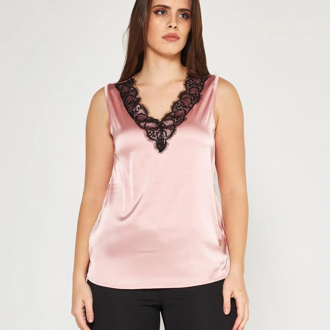 Canotta pizzo ROSA CIPRIA DORABELLA XL