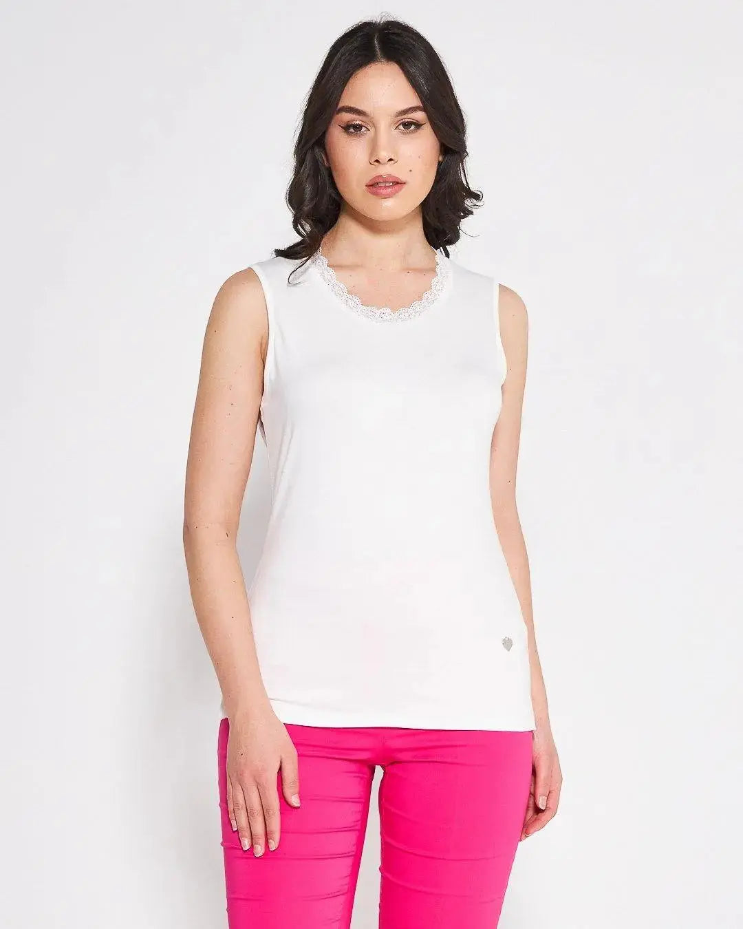 Canotta pizzo WHITE DORABELLA XL