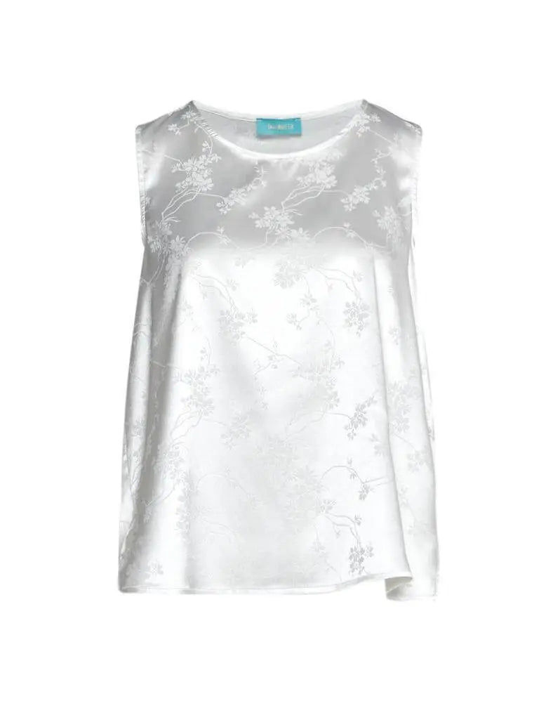 Canotta tinta unita in raso jacquard floreale BIANCO DORABELLA