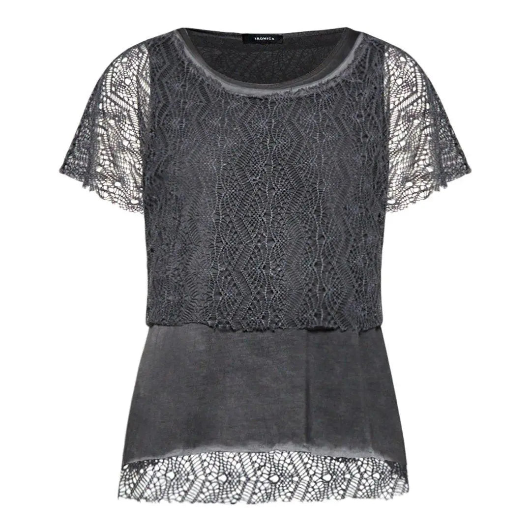 Canotta twin set in pizzo NERO IRONICA