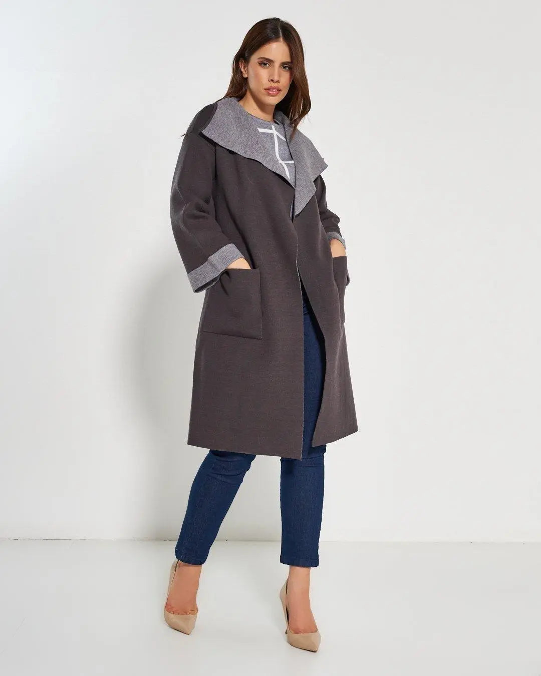 Cappotto in maglia ANTRACITE DORABELLA XL