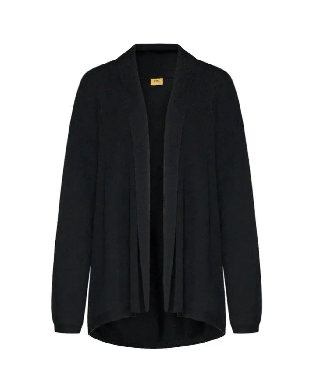 Cardigan aperto in maglia di misto viscosa con logo in strass NERO DORABELLA PIU'