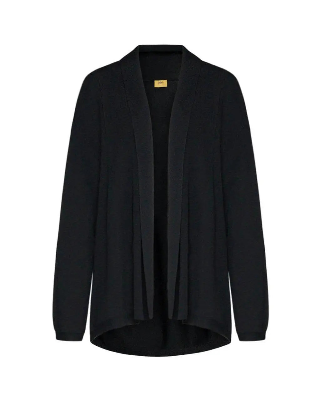 Cardigan aperto in maglia di misto viscosa con logo in strass NERO DORABELLA PIU'