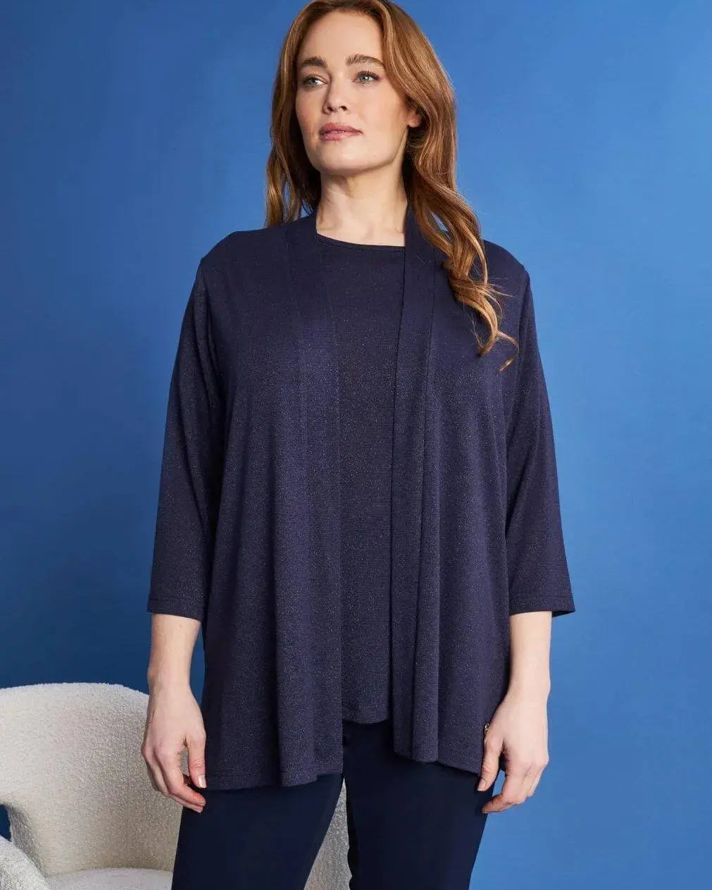 Cardigan aperto in maglia lurex di misto viscosa BLU DORABELLA PIU' 49