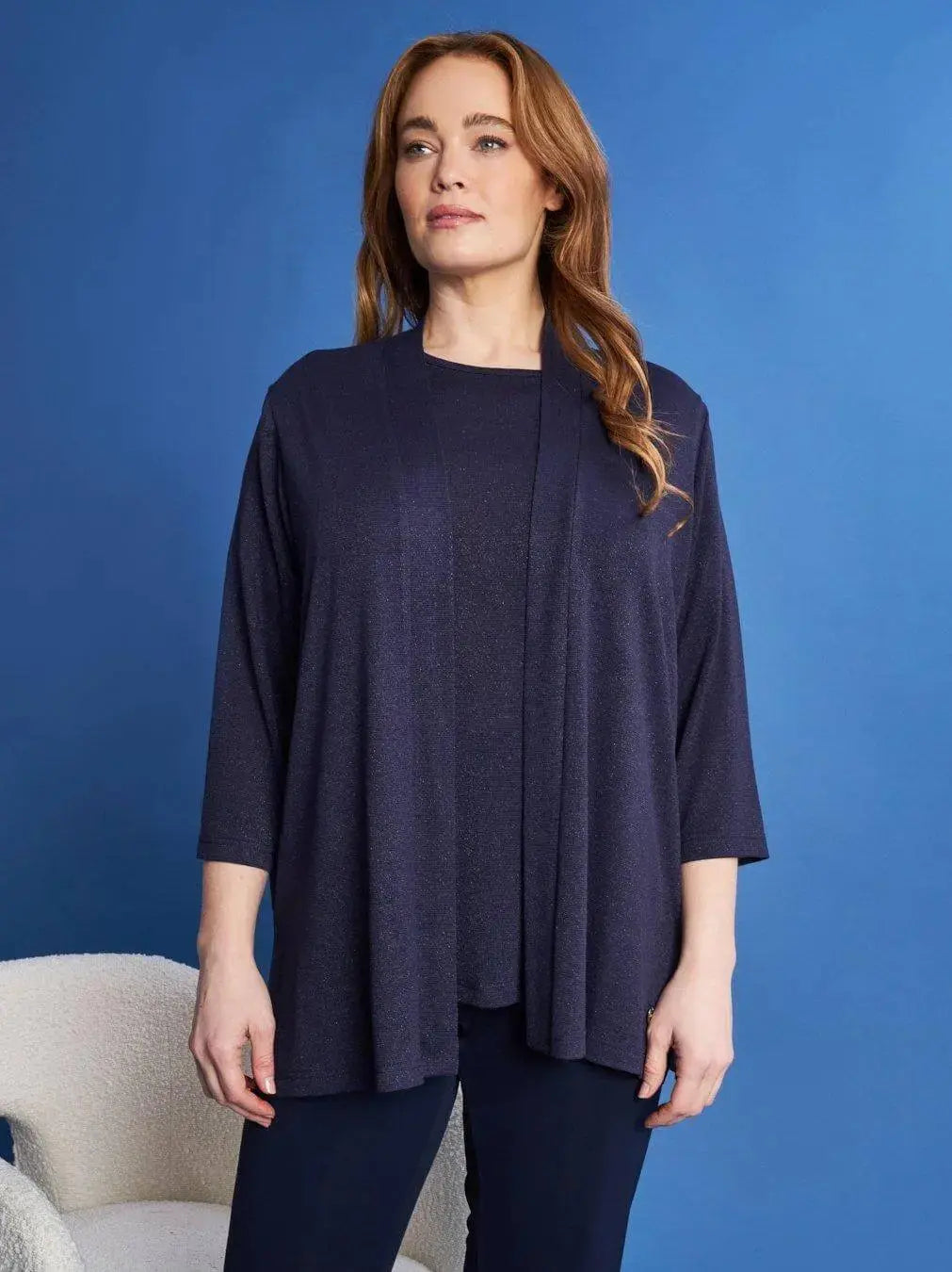 Cardigan aperto in maglia lurex di misto viscosa BLU DORABELLA PIU' 49