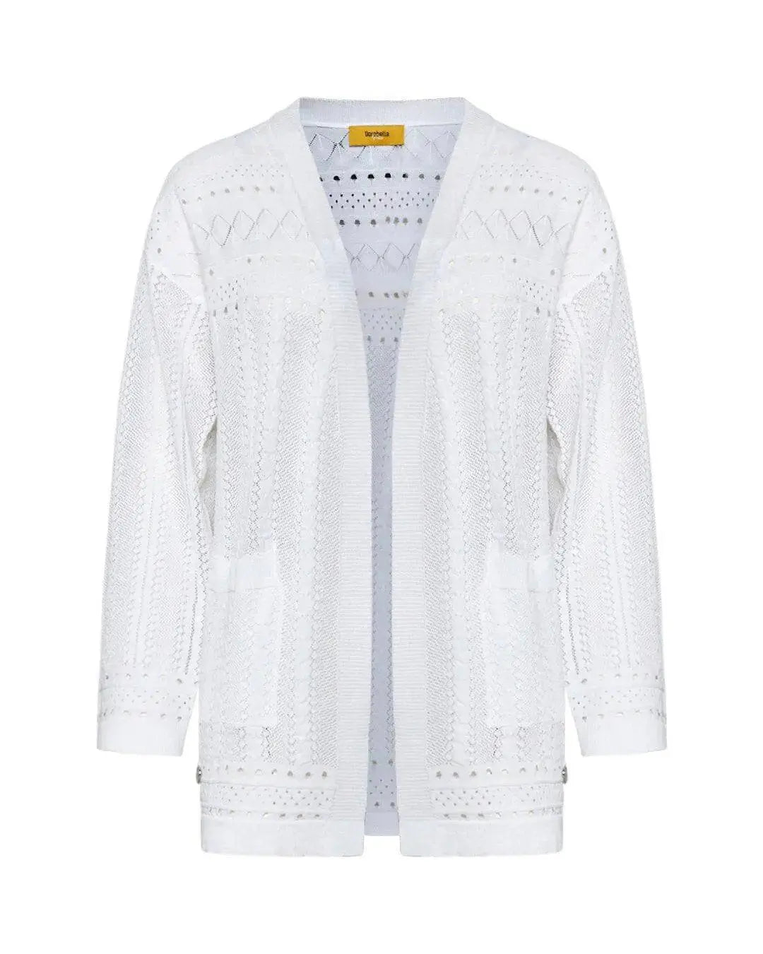 Cardigan aperto in maglia pointelle di misto viscosa WHITE DORABELLA PIU'