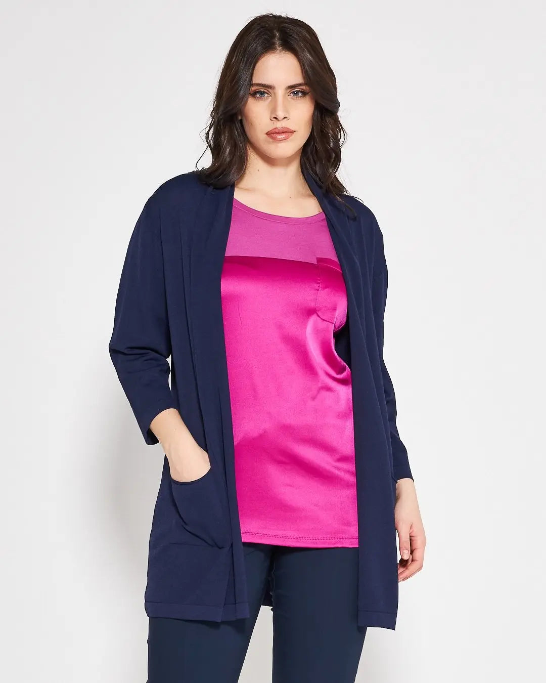 Cardigan basic BLUE NAVY DORABELLA PIU' XXXL