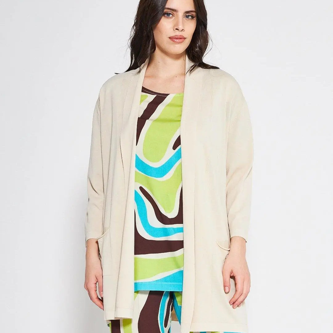 Cardigan basic LIGHT BEIGE DORABELLA PIU' XXXL