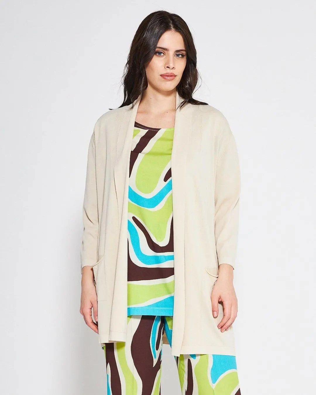 Cardigan basic LIGHT BEIGE DORABELLA PIU' XXXL