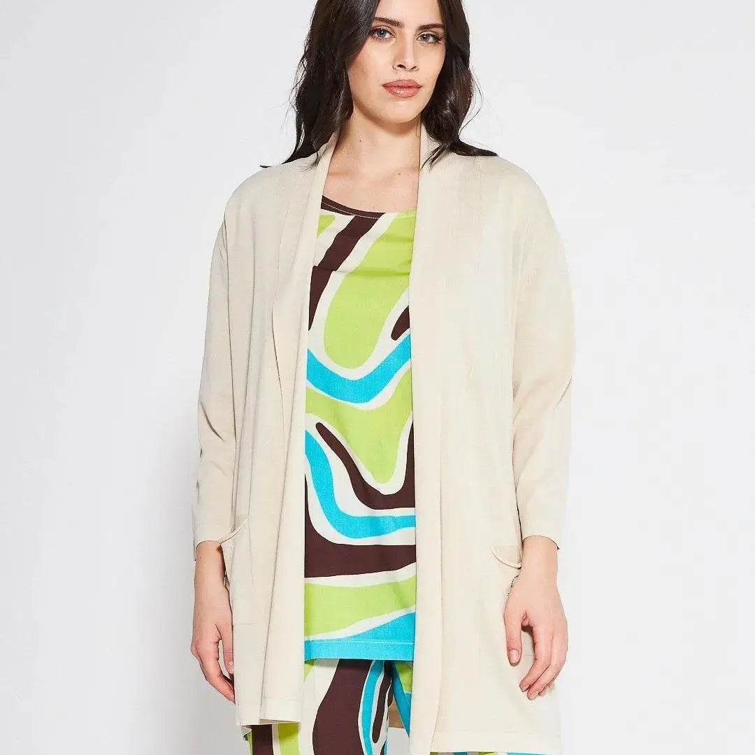 Cardigan basic LIGHT BEIGE DORABELLA PIU' XXXL