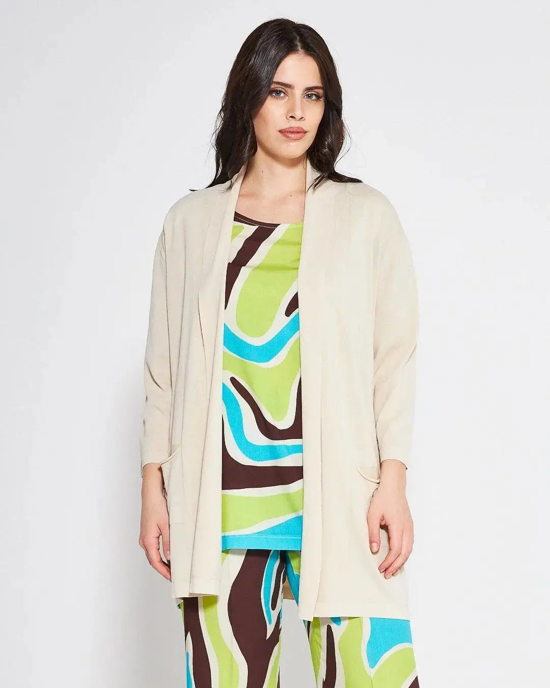 Cardigan basic LIGHT BEIGE DORABELLA PIU' XXXL