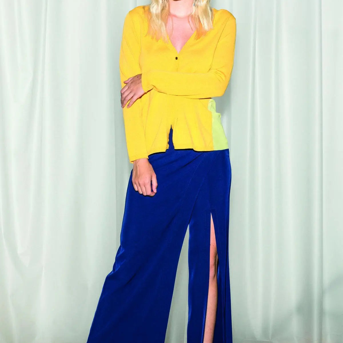 Cardigan basic SENAPE IRONICA