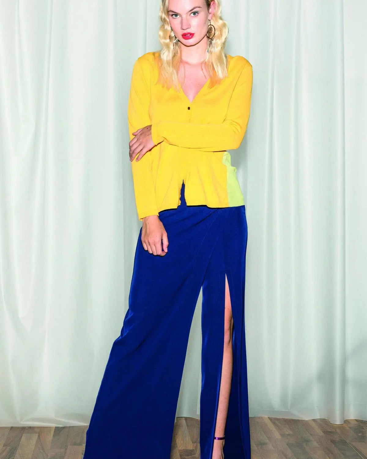 Cardigan basic SENAPE IRONICA