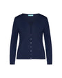 Cardigan basic con bottoni in maglia di misto viscosa con logo in strass BLU-NAVY DORABELLA
