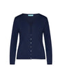Cardigan basic con bottoni in maglia di misto viscosa con logo in strass BLU-NAVY DORABELLA
