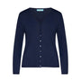 Cardigan basic con bottoni in maglia di misto viscosa con logo in strass BLU-NAVY DORABELLA