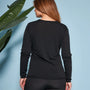 Cardigan basic con bottoni in maglia di misto viscosa con logo in strass NERO DORABELLA