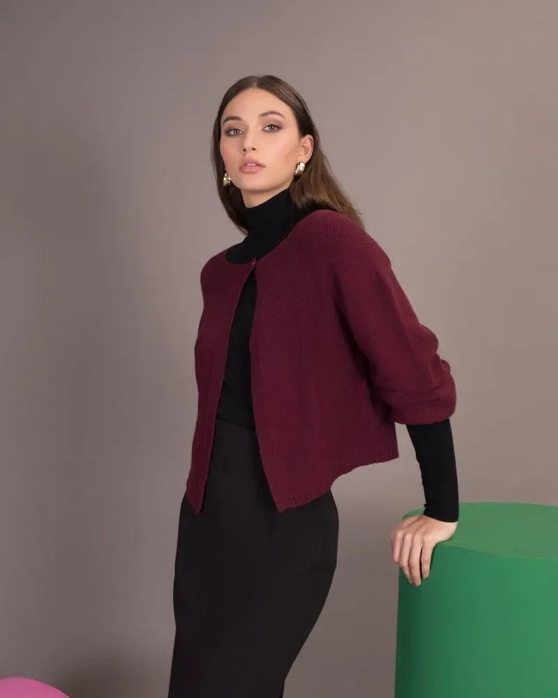 Cardigan con bottone BORDEAUX IRONICA XL