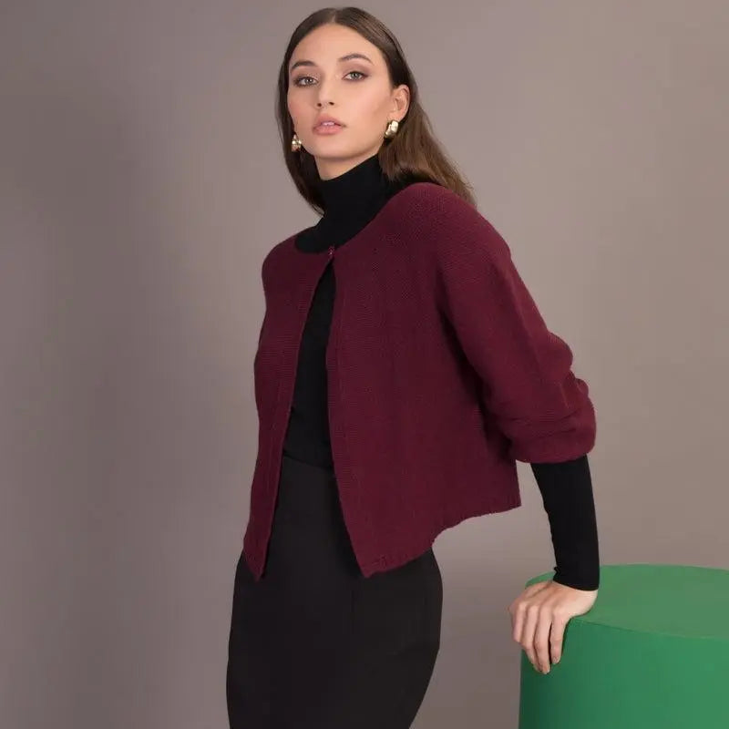 Cardigan con bottone BORDEAUX IRONICA XL