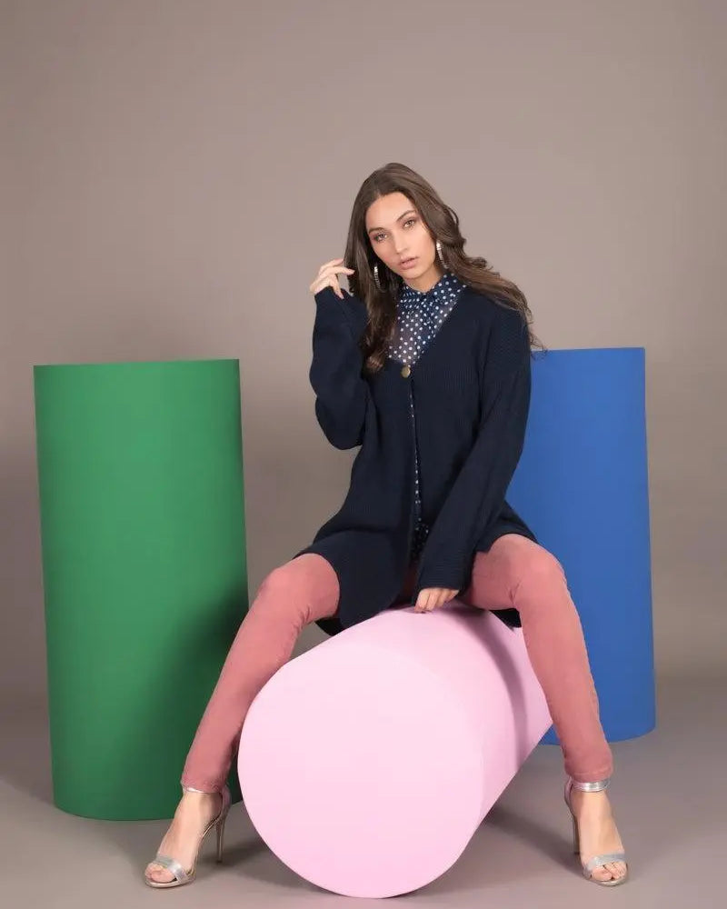 Cardigan con bottone DENIM IRONICA