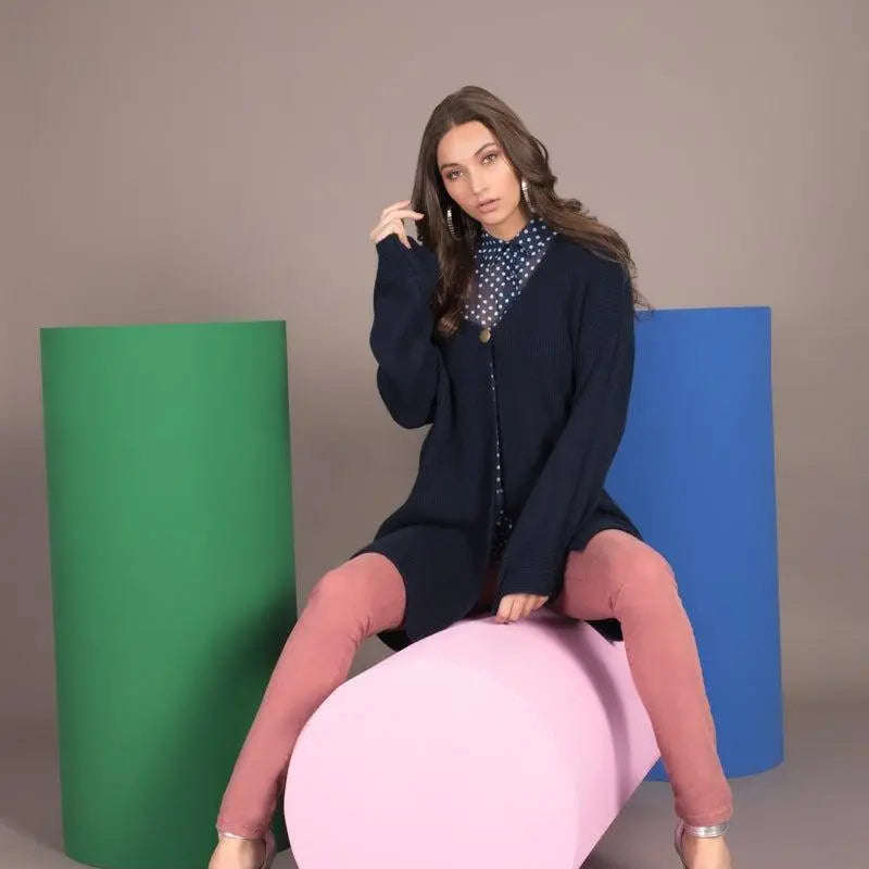 Cardigan con bottone DENIM IRONICA