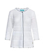 Cardigan con bottoni in maglia pointelle di misto viscosa con piping a contrasto WHITE DORABELLA