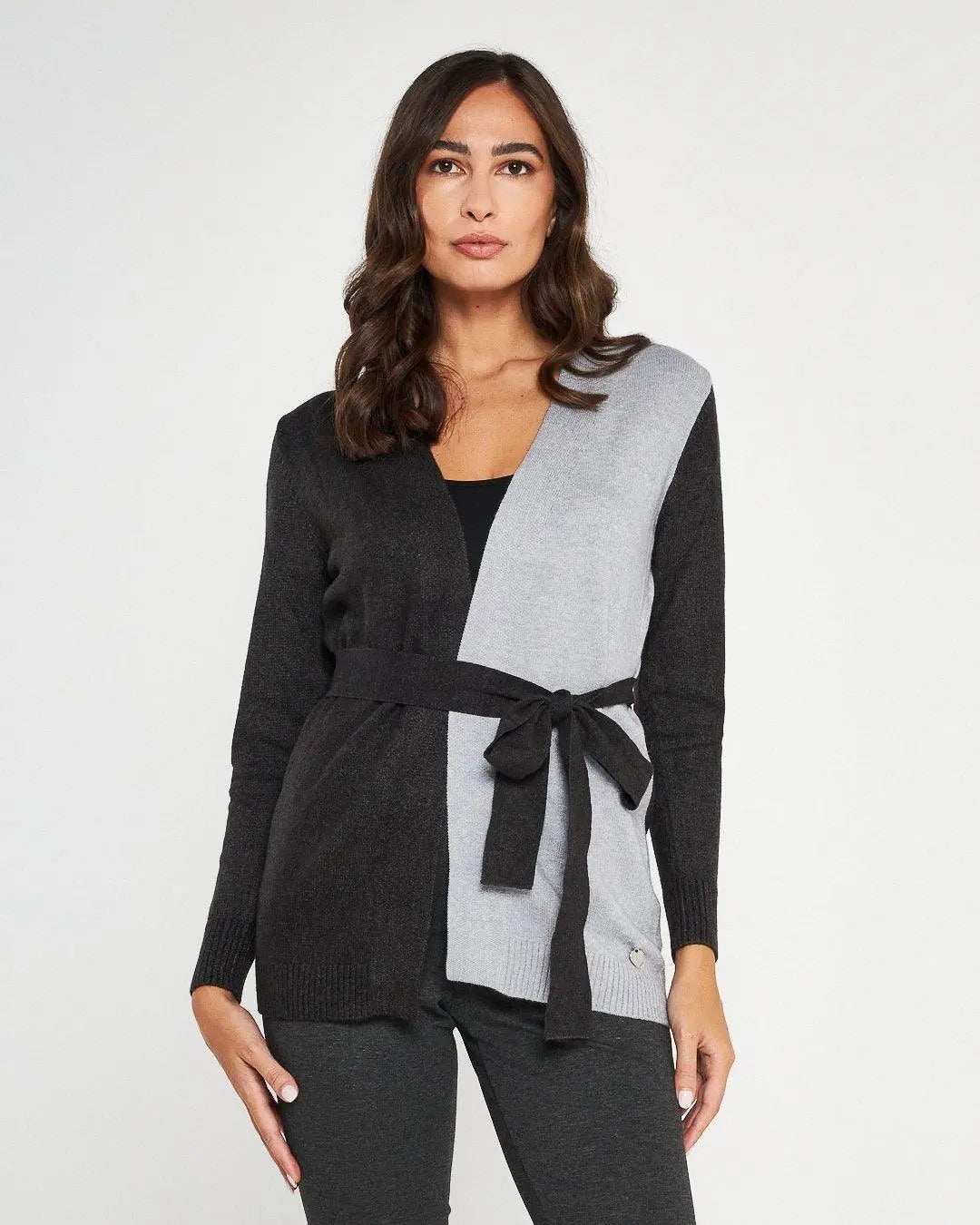 Cardigan con cintura ANTRACITE DORABELLA