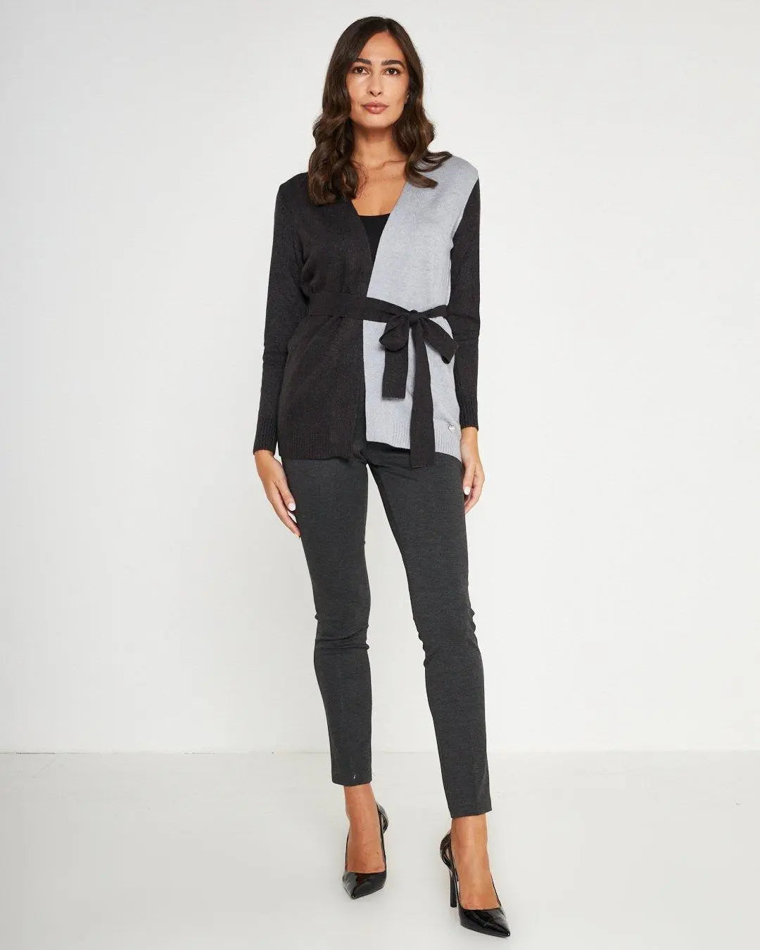 Cardigan con cintura ANTRACITE DORABELLA