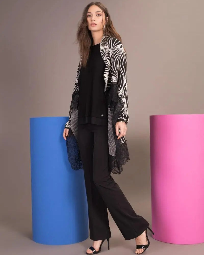 Cardigan con fantasia NERO-BURRO IRONICA
