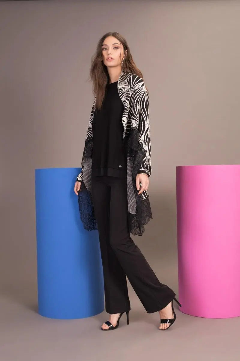 Cardigan con fantasia NERO-BURRO IRONICA