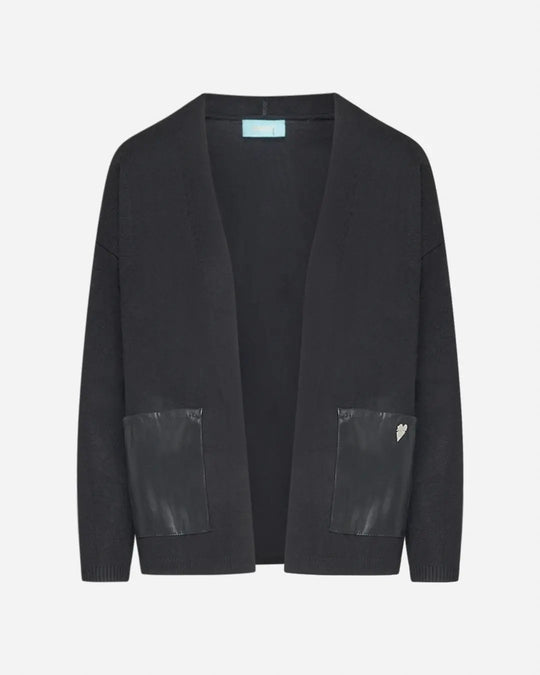 Cardigan con inserti in similpelle Nero DORABELLA