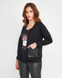 Cardigan con inserti in similpelle Nero DORABELLA