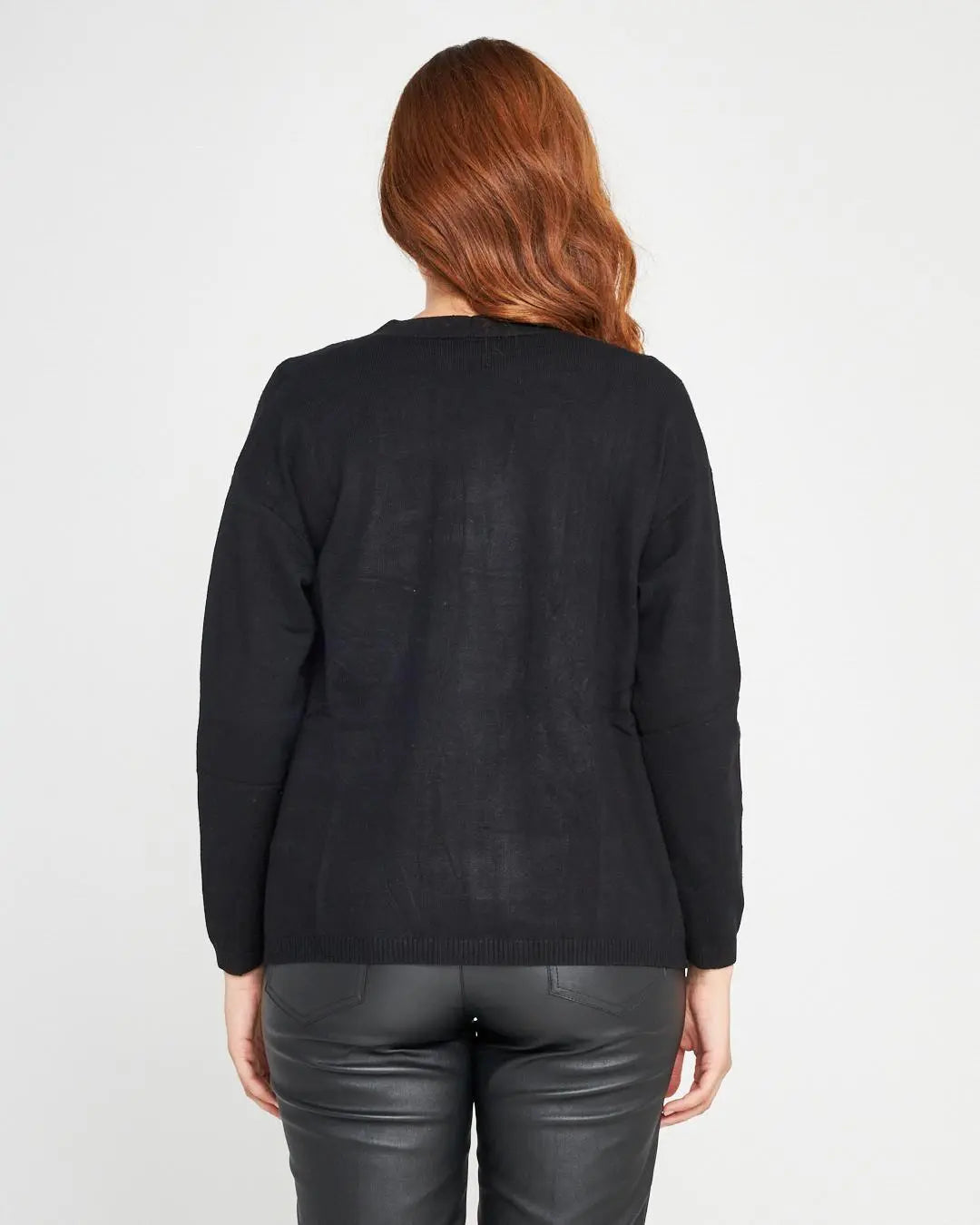 Cardigan con inserti in similpelle Nero DORABELLA
