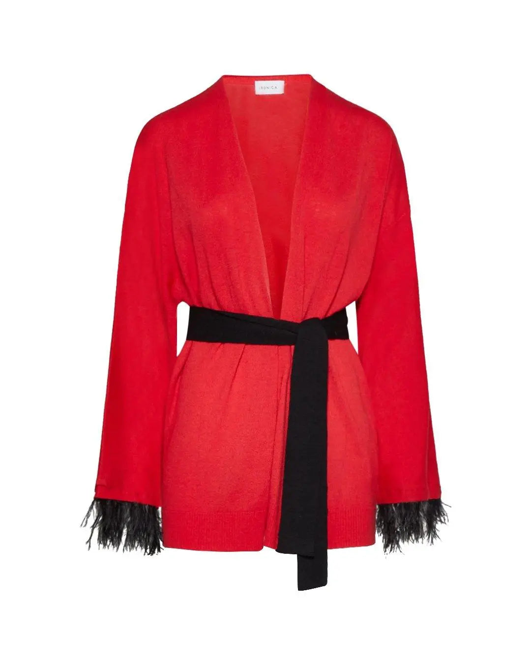 Cardigan con piume ROSSO IRONICA XL
