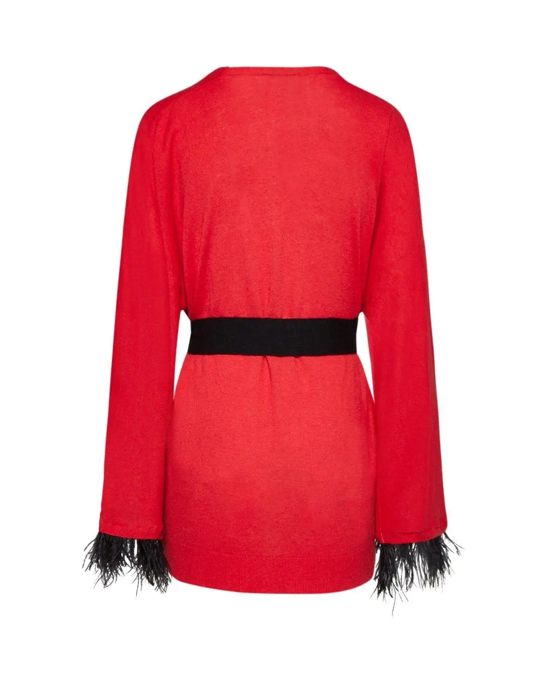 Cardigan con piume ROSSO IRONICA