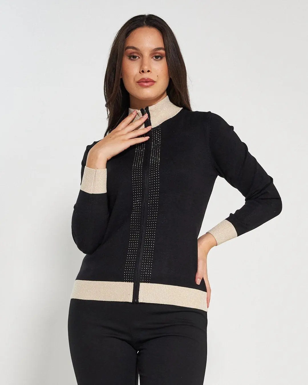 Cardigan con zip NERO DORABELLA XL