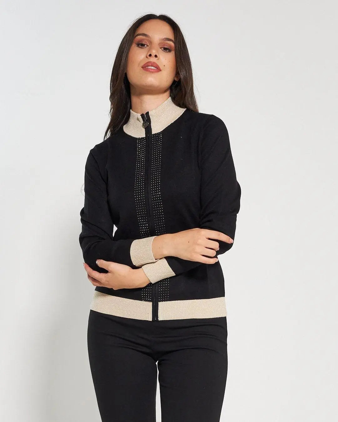 Cardigan con zip NERO DORABELLA