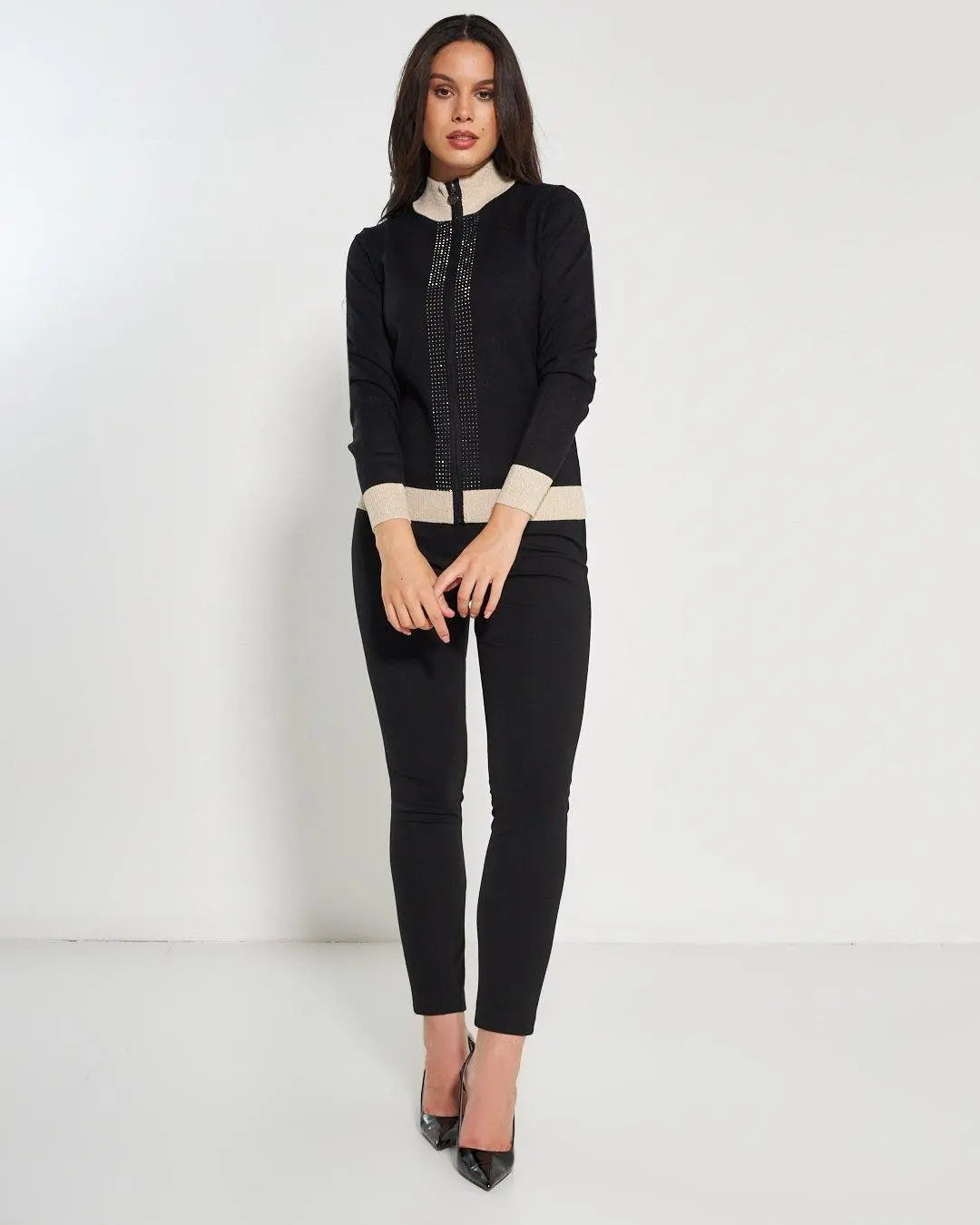 Cardigan con zip NERO DORABELLA