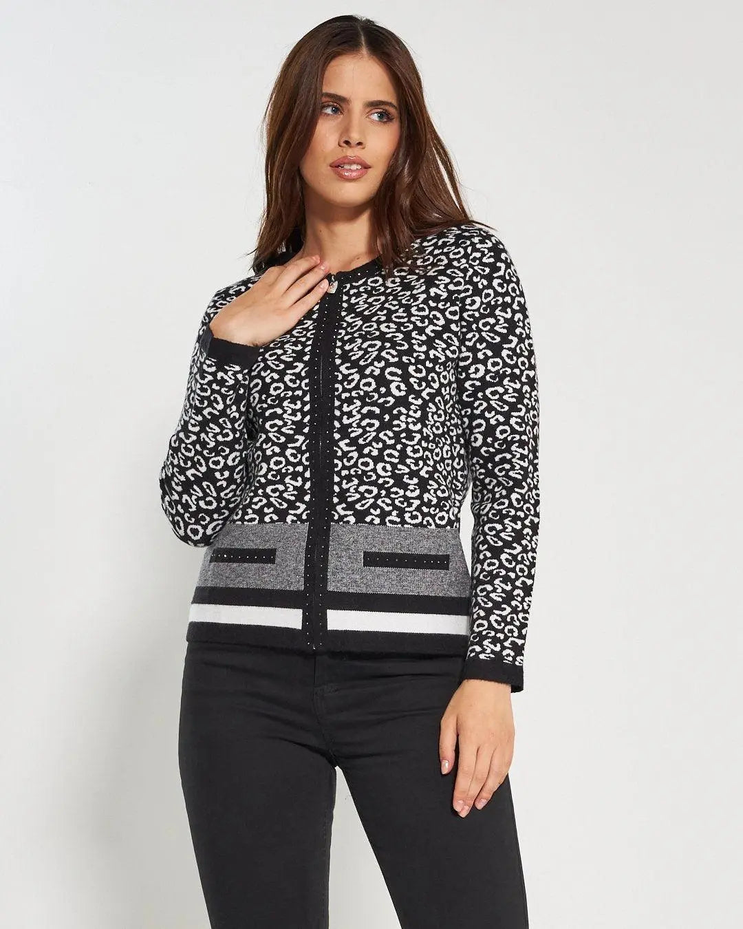 Cardigan con zip Nero DORABELLA XL