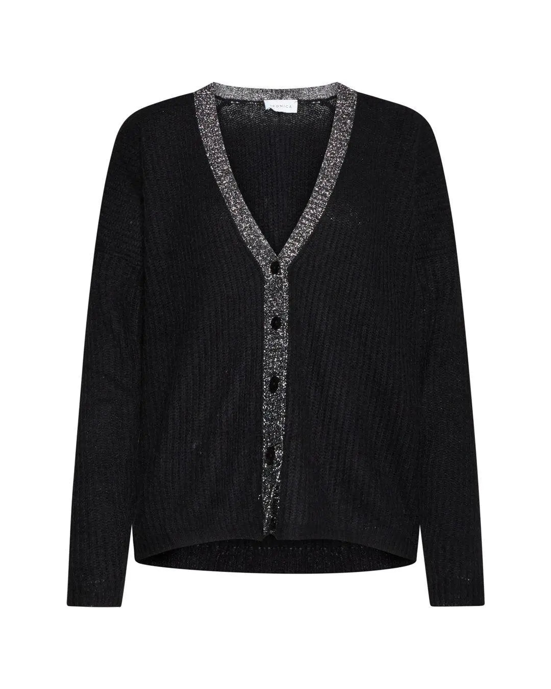 Cardigan costa inglese NERO-ARGENTO IRONICA