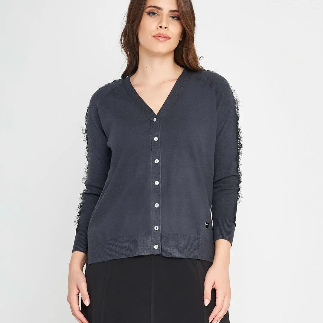 Cardigan dettagli in pizzo PIOMBO DORABELLA PIU' XL