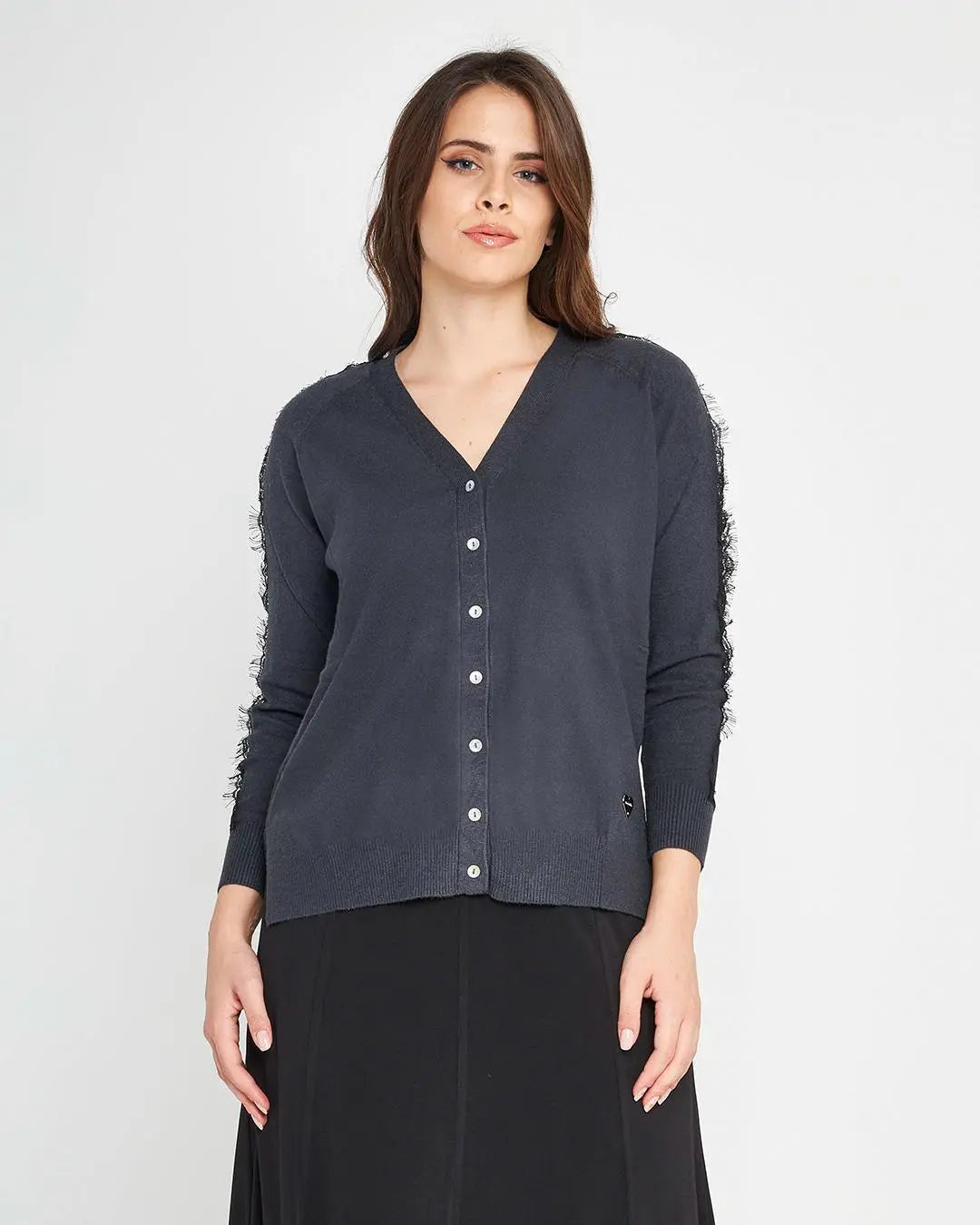 Cardigan dettagli in pizzo PIOMBO DORABELLA PIU' XL