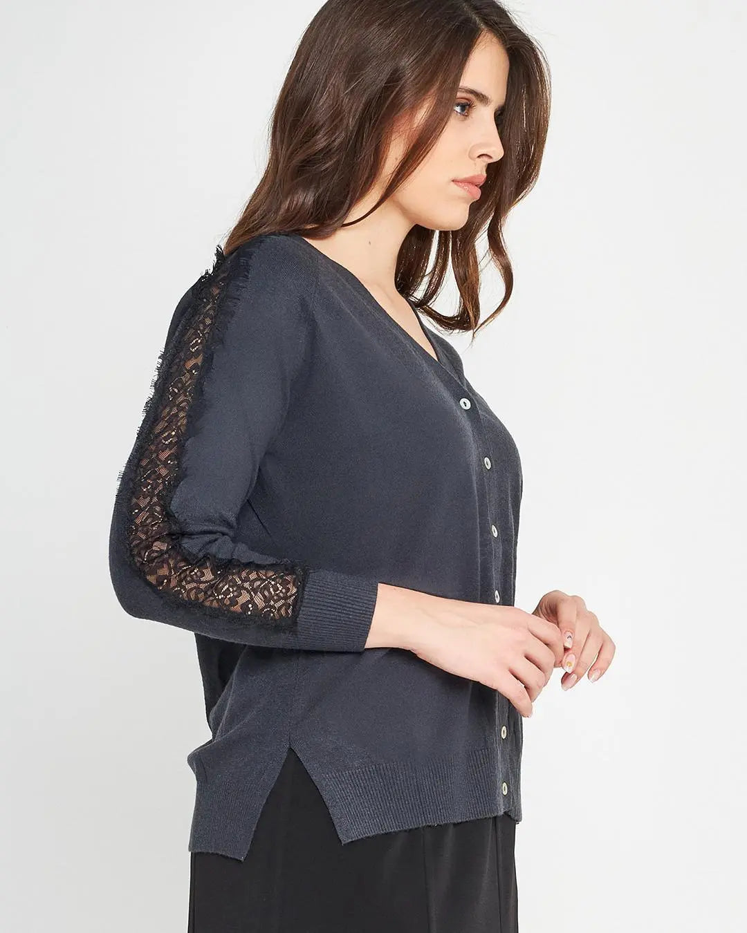 Cardigan dettagli in pizzo PIOMBO DORABELLA PIU'