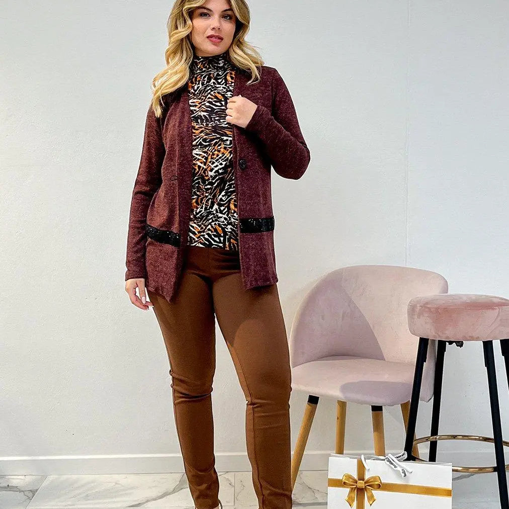 Cardigan dettaglio paillettes BORDEAUX DORABELLA XXXL